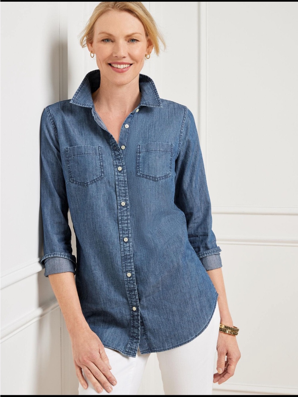 Talbots Indigo Denim Button-Front Shirt
